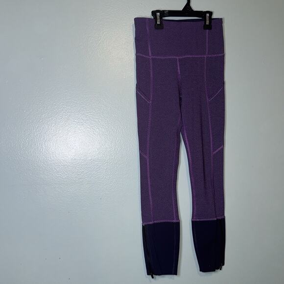 Lululemon Women's Rebel Runner Crop Giant Herringbone Black Grape Purple - Picture 1 of 11